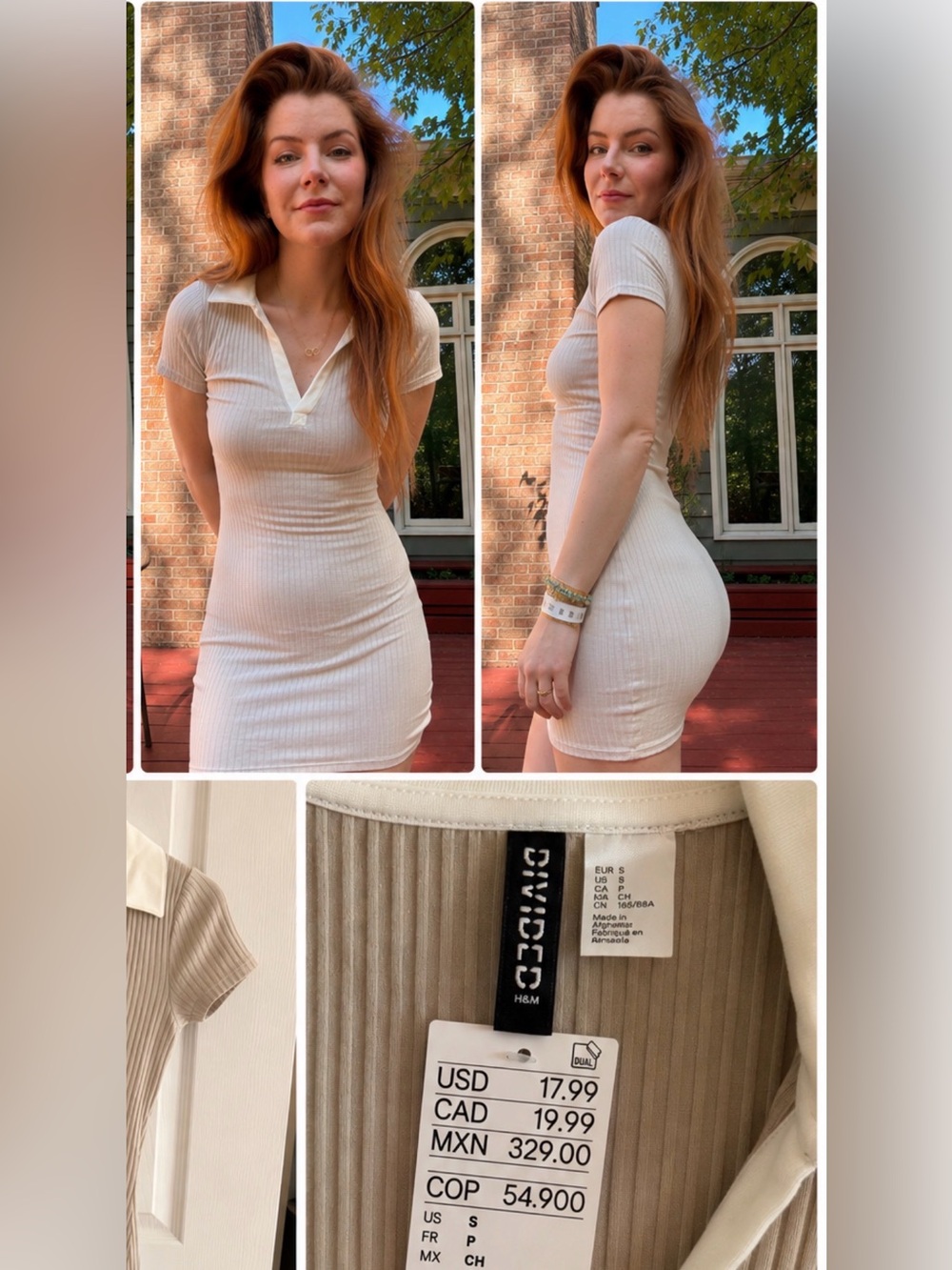 Divided Cream Ribbed Polo Mini Dress